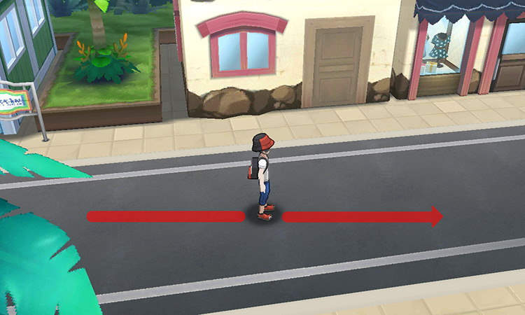 Walking east on Heahea’s main street / Pokémon USUM
