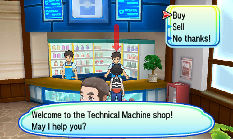 Talking to the clerk in the Pokémon Center / Pokémon USUM