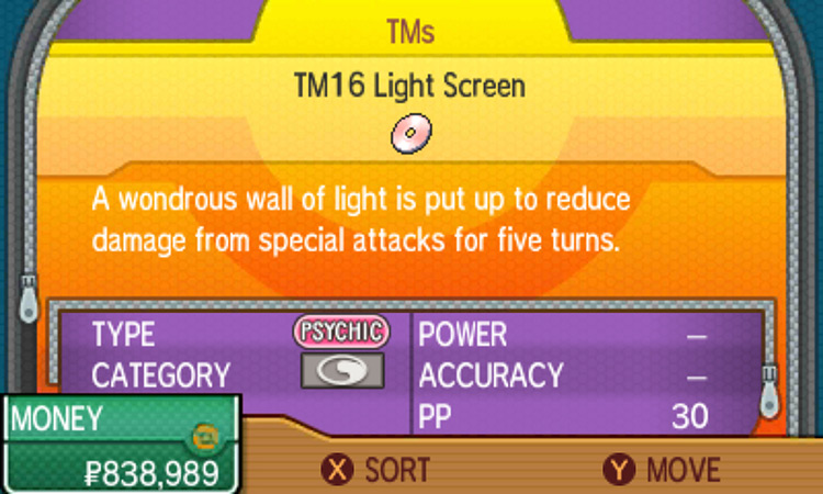 TM16 item description in the game / Pokémon USUM