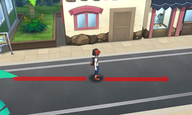 Continuing east on Heahea’s main street / Pokémon Ultra Sun and Ultra Moon