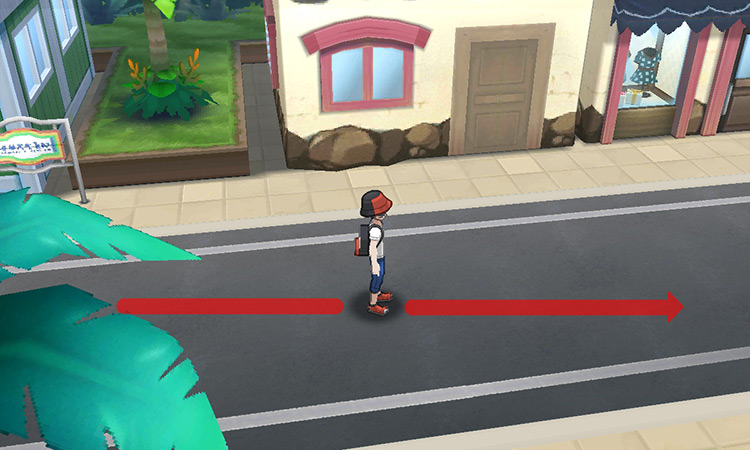 Heading east on Heahea City’s main street / Pokémon USUM