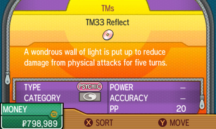 TM33 item description in the game / Pokémon USUM