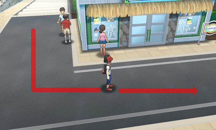 Walking east on Heahea City’s main street / Pokémon Ultra Sun and Ultra Moon