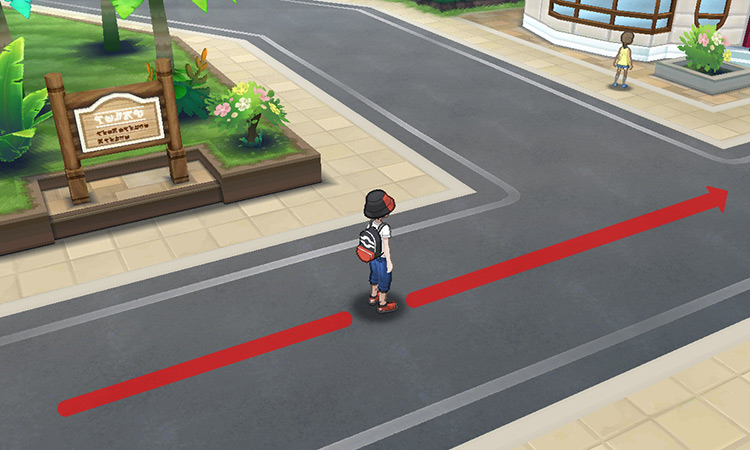 Walking east and continuing past the intersection / Pokémon Ultra Sun and Ultra Moon