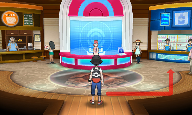 Walking to the counter in the Pokémon Center / Pokémon Ultra Sun and Ultra Moon