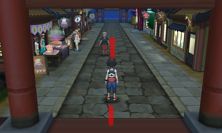 Walking north along Konikoni City’s main street / Pokémon USUM