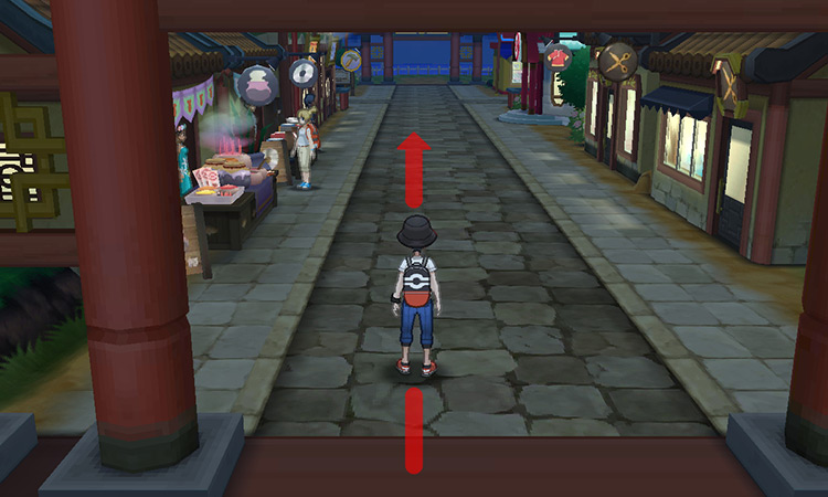 Walking north on Konikoni City’s main street / Pokémon USUM