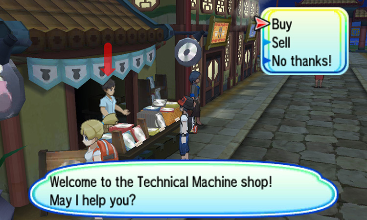 Talking to the TM Shop’s vendor / Pokémon USUM