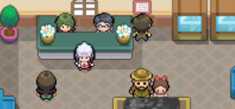 Inside the Oreburgh Mining Museum in Pokémon Platinum