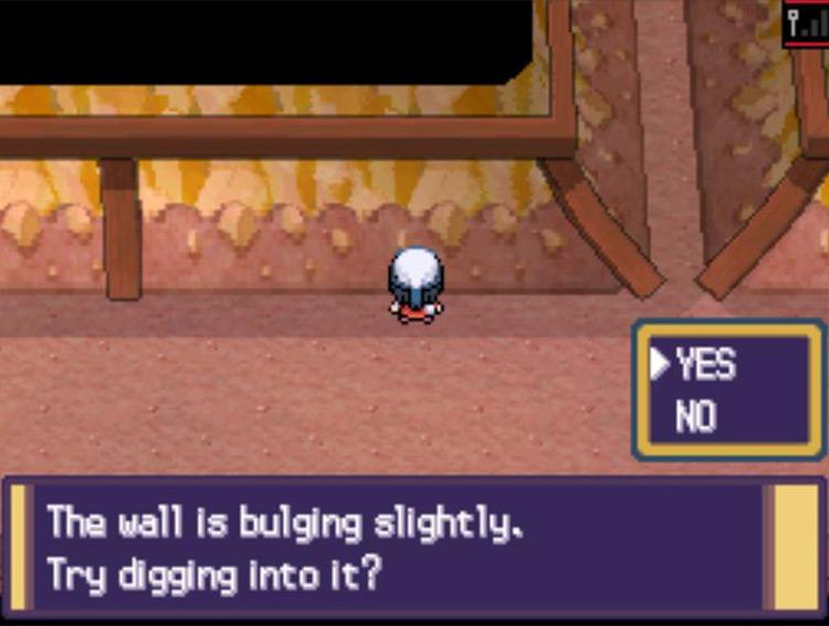 Inspecting the sparkling point. / Pokémon Platinum