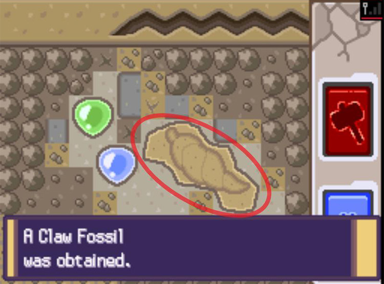 Digging up a Claw Fossil from the Underground. / Pokémon Platinum