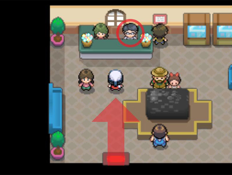 Identifying the scientist who can revive fossilized Pokémon. / Pokémon Platinum