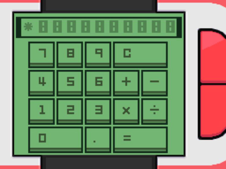 The Pokétch running the Calculator app (app 2) / Pokémon Platinum