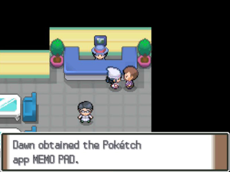 Receiving the Memo Pad app from the President / Pokémon Platinum