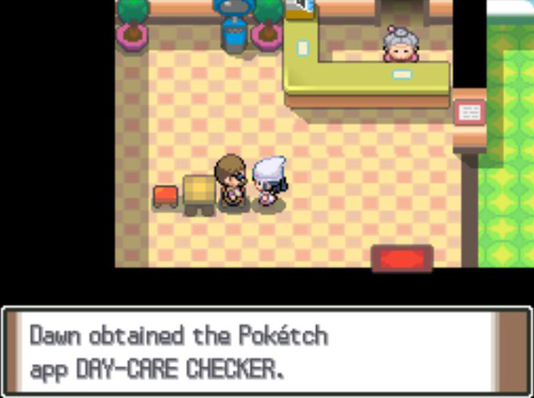 Receiving the Day-Care Checker app in the Day-Care / Pokémon Platinum