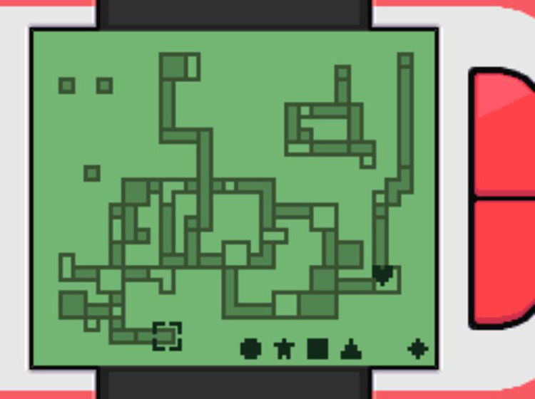 The Marking Map with a place of interest marked with a heart icon / Pokémon Platinum