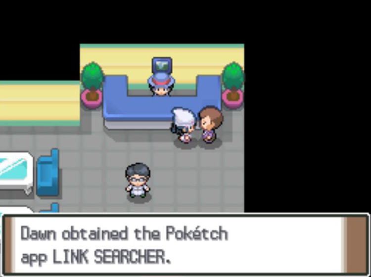 Receiving the Link Searcher App from the Pokétch Company President / Pokémon Platinum