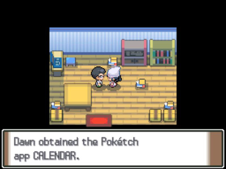 Receiving the Calendar app from the app developer in Sunyshore City / Pokémon Platinum