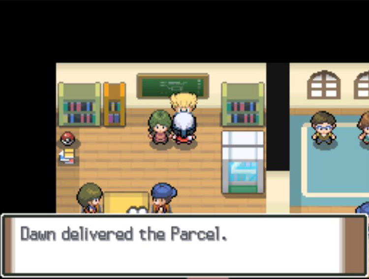Handing the Parcel over to the Rival. / Pokémon Platinum