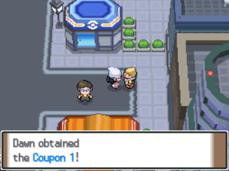 Receiving Coupon 1 from the first Clown. / Pokémon Platinum