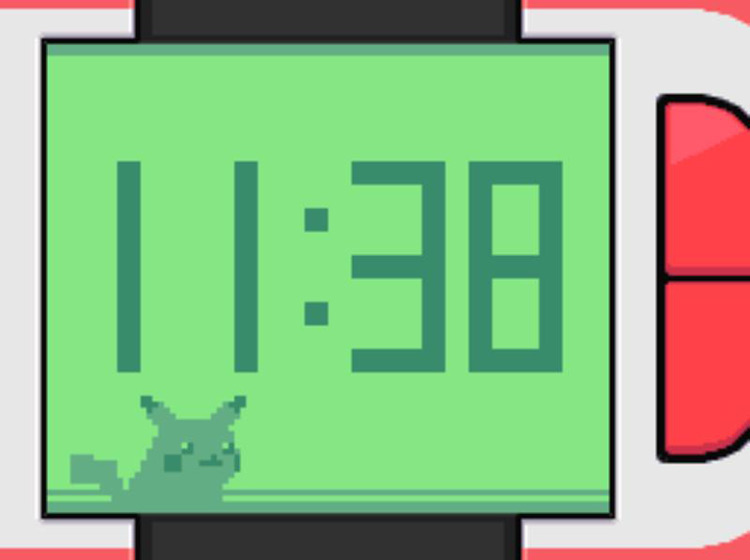 The Pokétch with the Digital Clock app displayed. / Pokémon Platinum