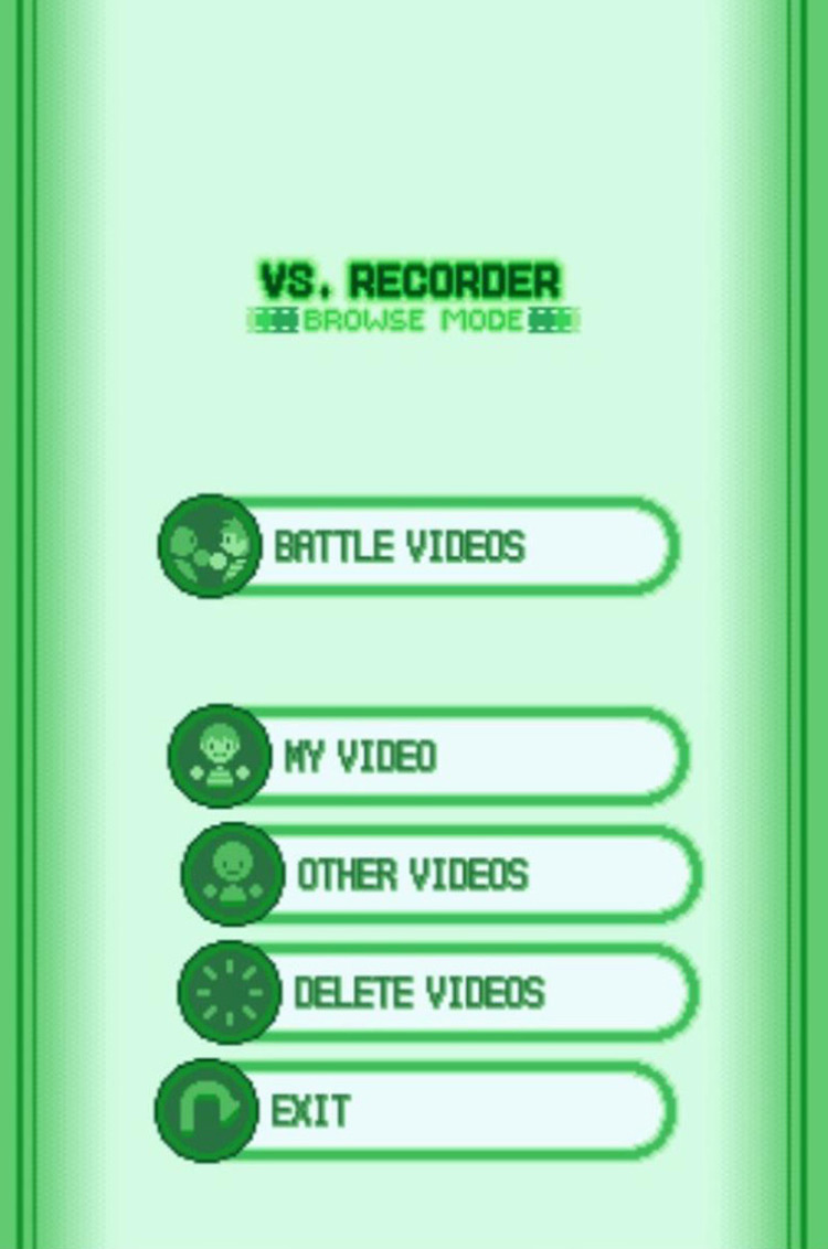 The Battle Videos menu / Pokémon Platinum