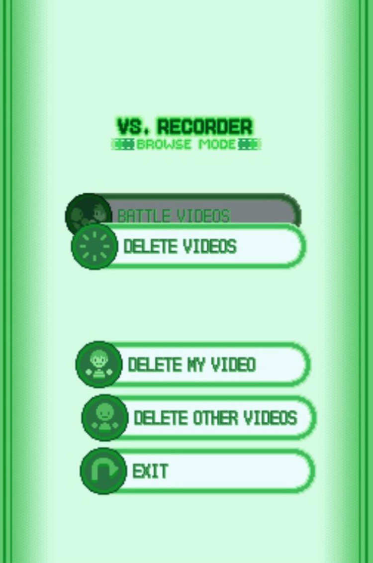 The menu for deleting Battle Videos / Pokémon Platinum