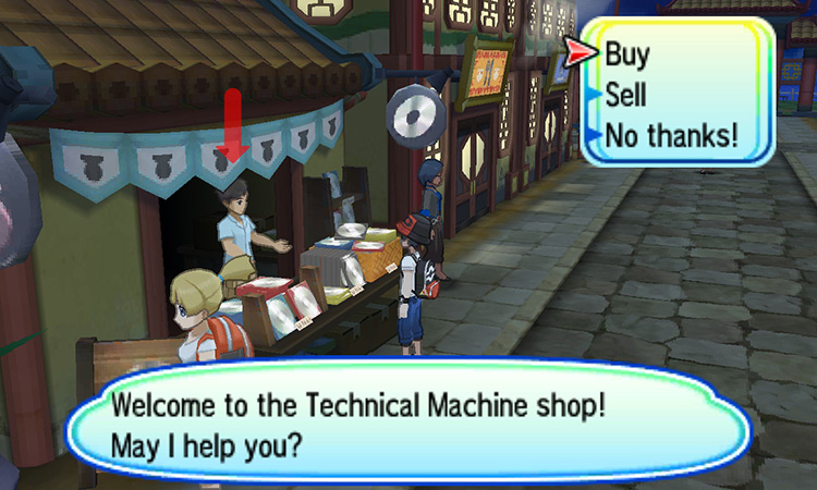 Talking to the Technical Machine Shop’s vendor / Pokémon Ultra Sun and Ultra Moon