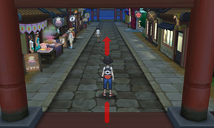 Heading north along Konikoni’s main street / Pokémon USUM