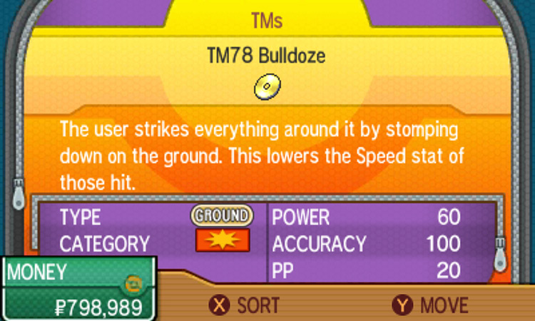 TM78 item description in the game / Pokémon USUM