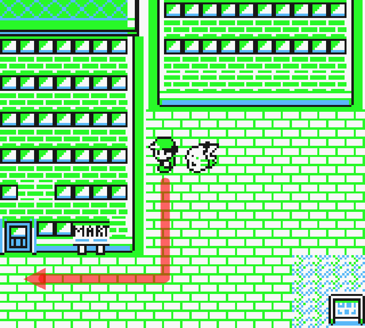 Standing at the right side of the Celadon City Department Store / Pokémon Yellow