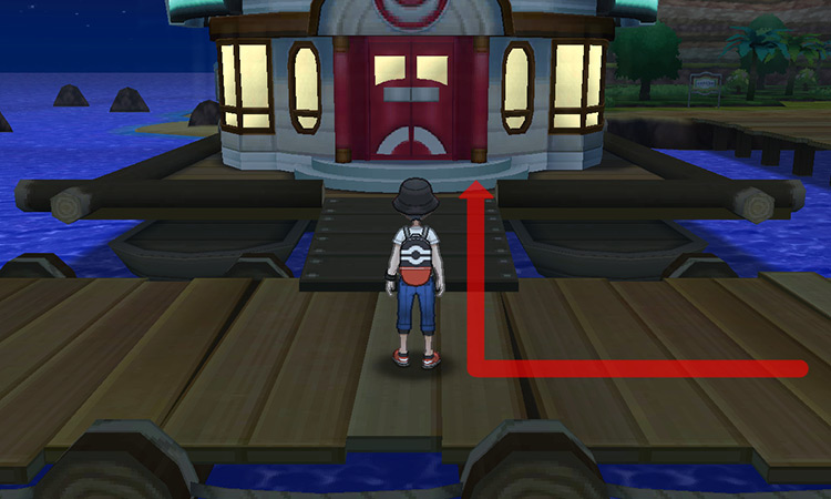 Entering the Seafolk Village Pokémon Center / Pokémon USUM