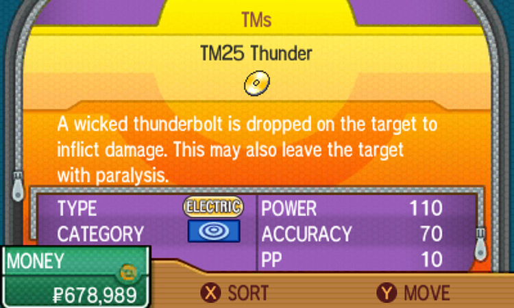 TM25 item description in the game / Pokémon USUM