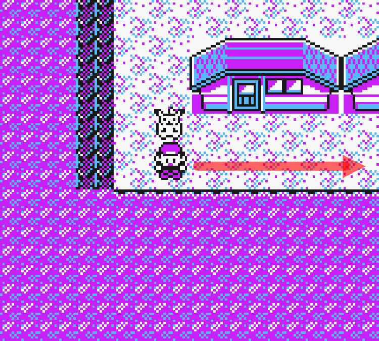 Standing at the southwest corner of Lavender Town / Pokémon Yellow
