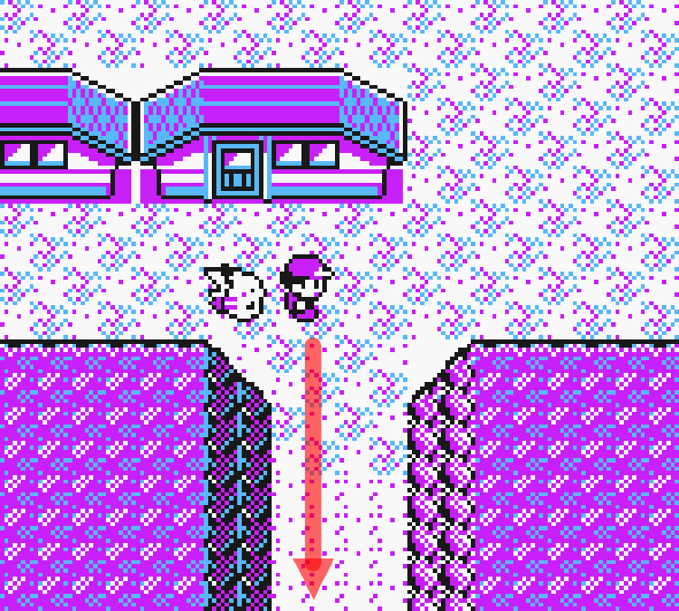Standing at the bottom of Lavender Town, just before the start of Route 12 / Pokémon Yellow
