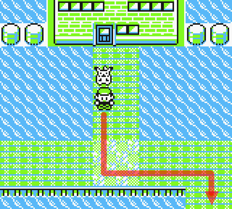 Standing in front of the giant building on Route 12 / Pokémon Yellow