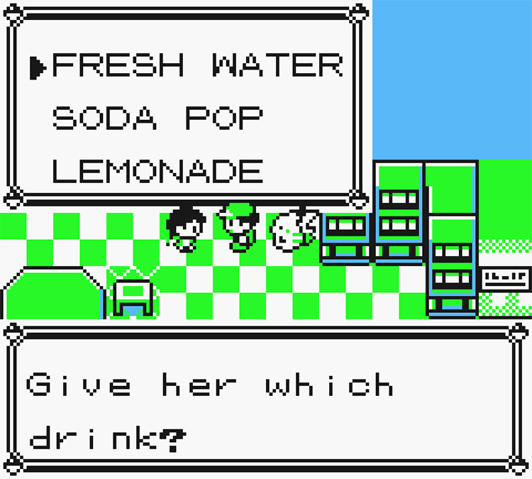 Giving the little girl on the rooftop a Fresh Water / Pokémon Yellow