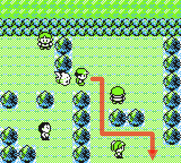 Standing near another group of trainers on Route 25 / Pokémon Yellow