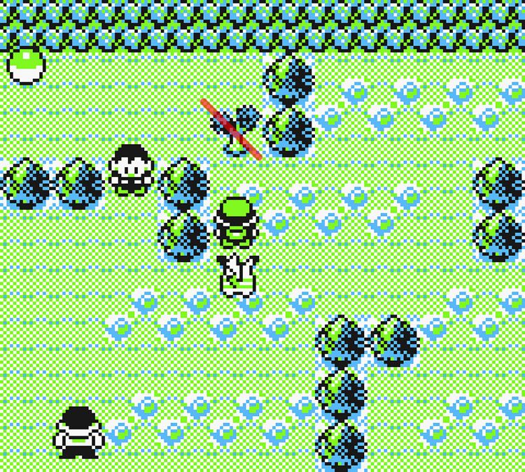 Standing in front of a cuttable tree leading to TM19 / Pokémon Yellow