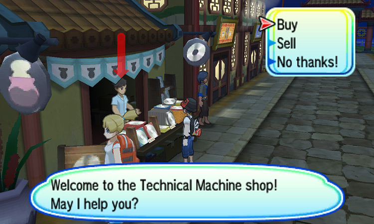 Talking to the Technical Machine Shop’s vendor / Pokémon Ultra Sun and Ultra Moon