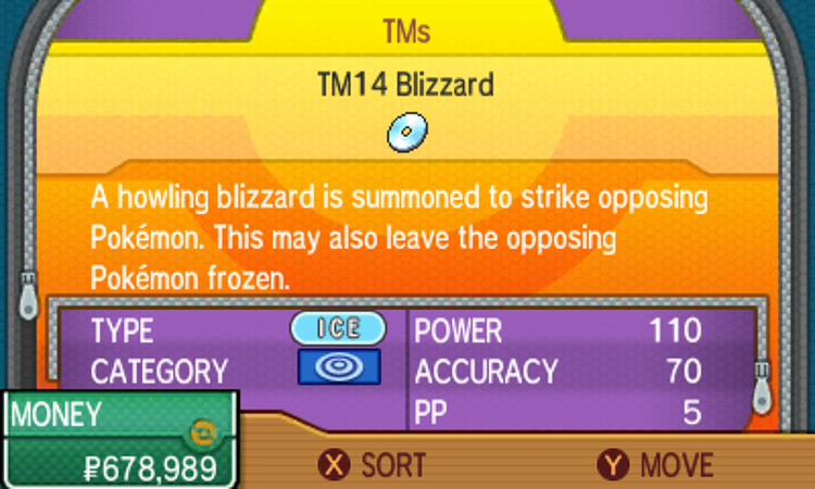 TM14 item description in the game / Pokémon USUM