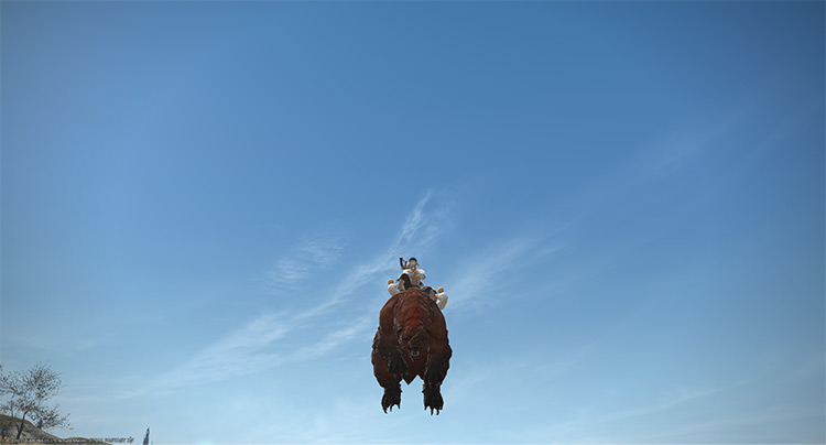 The Warbear mount in the air / FFXIV