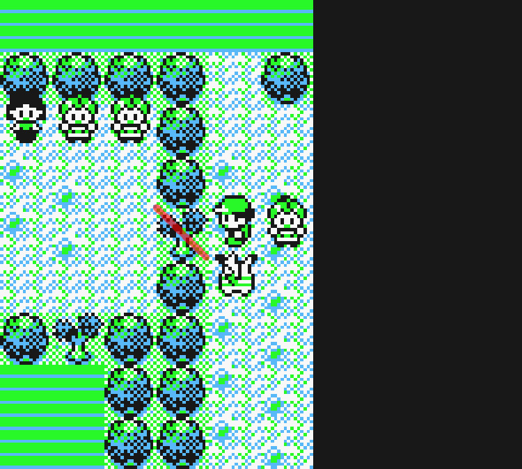 Standing in front of a cuttable tree at the right side of the Celadon Gym / Pokémon Yellow