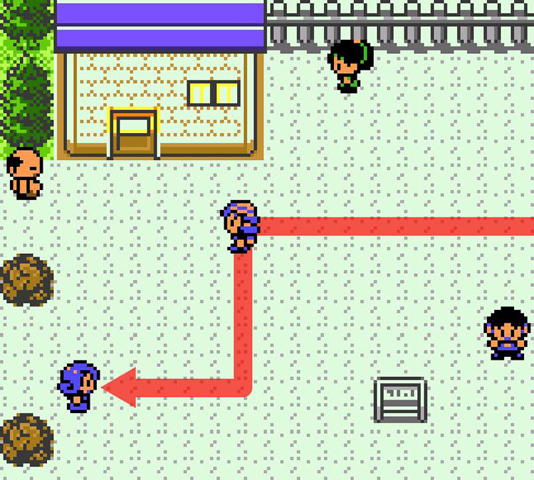 Approaching Monica of Monday on Route 40. / Pokémon Crystal
