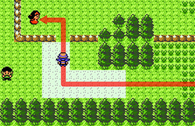 Approaching Tuscany of Tuesday on Route 29. / Pokémon Crystal