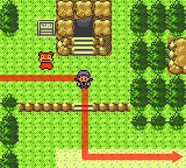 Passing by the Slowpoke Well on Route 33. / Pokémon Crystal