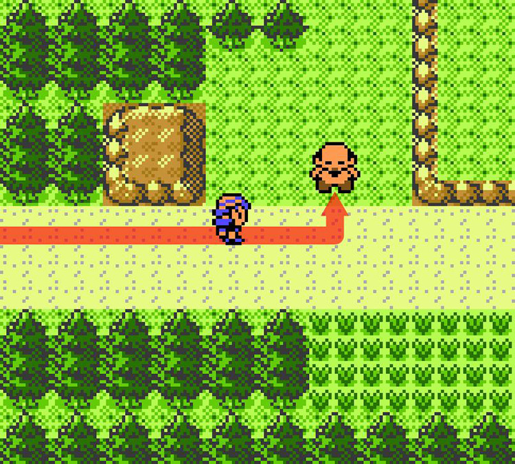 Approaching Hiker Anthony on Route 33. / Pokémon Crystal