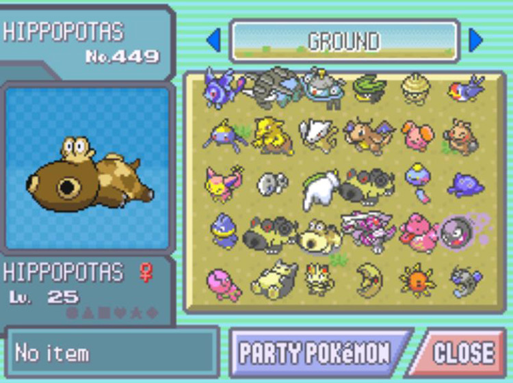 Taking a Hippopotas out of a PC Box / Pokémon Platinum