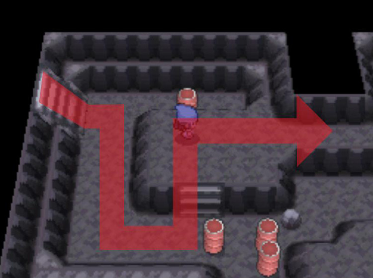 Heading up the stairs and to the east / Pokémon Platinum