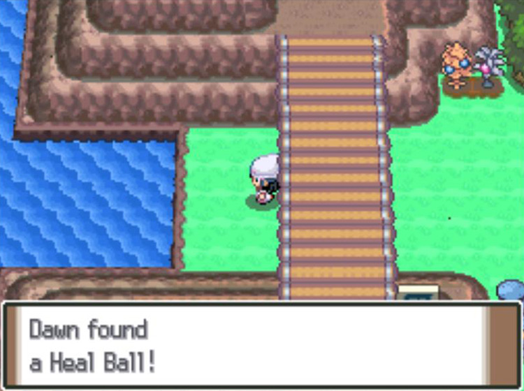 Picking up a Heal Ball on Route 205 / Pokémon Platinum